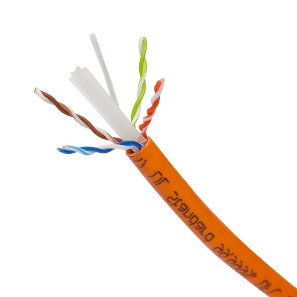 قرقره کابل شبکه CCA UTP-CAT6 نارنجی لن کابل (LAN CABLE) به طول 210 متر