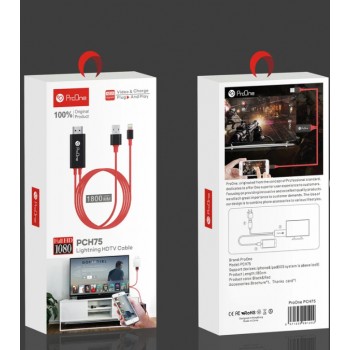 کابل تبدیل لایتنینگ به HDMI پرووان Proone مدل PCH75 طول 1.8 متر 