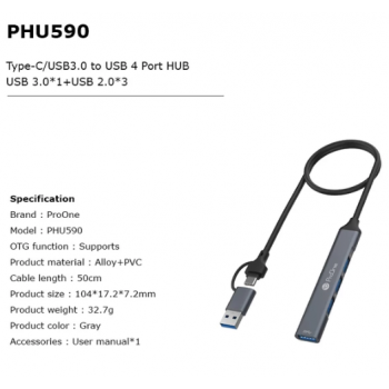 هاب 4 پورت USB پرووان PROONE مدل PHU590 