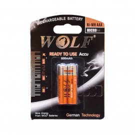 باتری نیم قلمی قابل شارژ ولف (WOLF) مدل NI-MH-AAA بسته 2 عددی