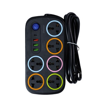 پریز 6 خانه (HEINZ) مدل HZ-B16PD رنگ مشکی 