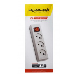 چندراهی برق 3 خانه بدون ارت فرحان الکتریک طول 1.8 متر با مغزی پلی آمید