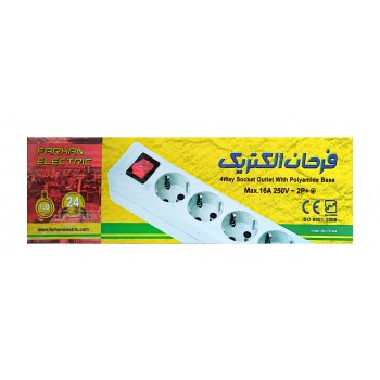 چندراهی برق 4 خانه ارت دار با کلید فرحان الکتریک طول 1.8 متر 