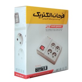 محافظ برق 4 خانه ارت دار صوتی و تصویری طول 1.8 متر فرحان الکتریک با مغزی سرامیکی 