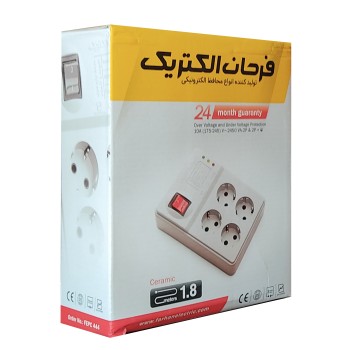 محافظ برق 4 خانه ارت دار صوتی و تصویری طول 1.8 متر فرحان الکتریک با مغزی سرامیکی  