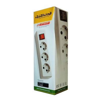 چندراهی برق 3 خانه ارت دار فرحان الکتریک طول 1.8 متر با مغزی پلی آمید 